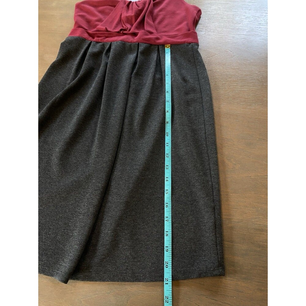 Ella Moss Dress Size Medium Burgundy & Gray Colorblock Front Twist Ruffle Detail - Picture 10 of 13